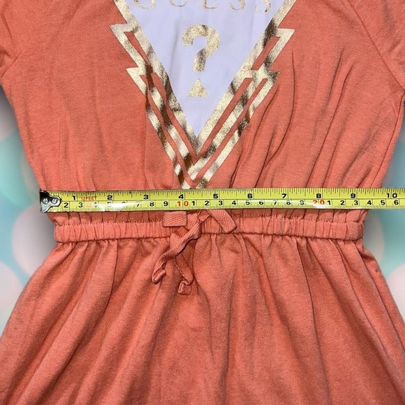 GUESS Girl’s Gold Glitter Stretchy Short Sleeve Tee Shirt Dress Size 5 - Picture 3 of 4